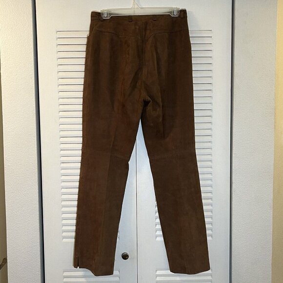 Escada Lamb Nubuck Leather‎ Ankle Pants Brown Size 36 / US 6 - Picture 8 of 13